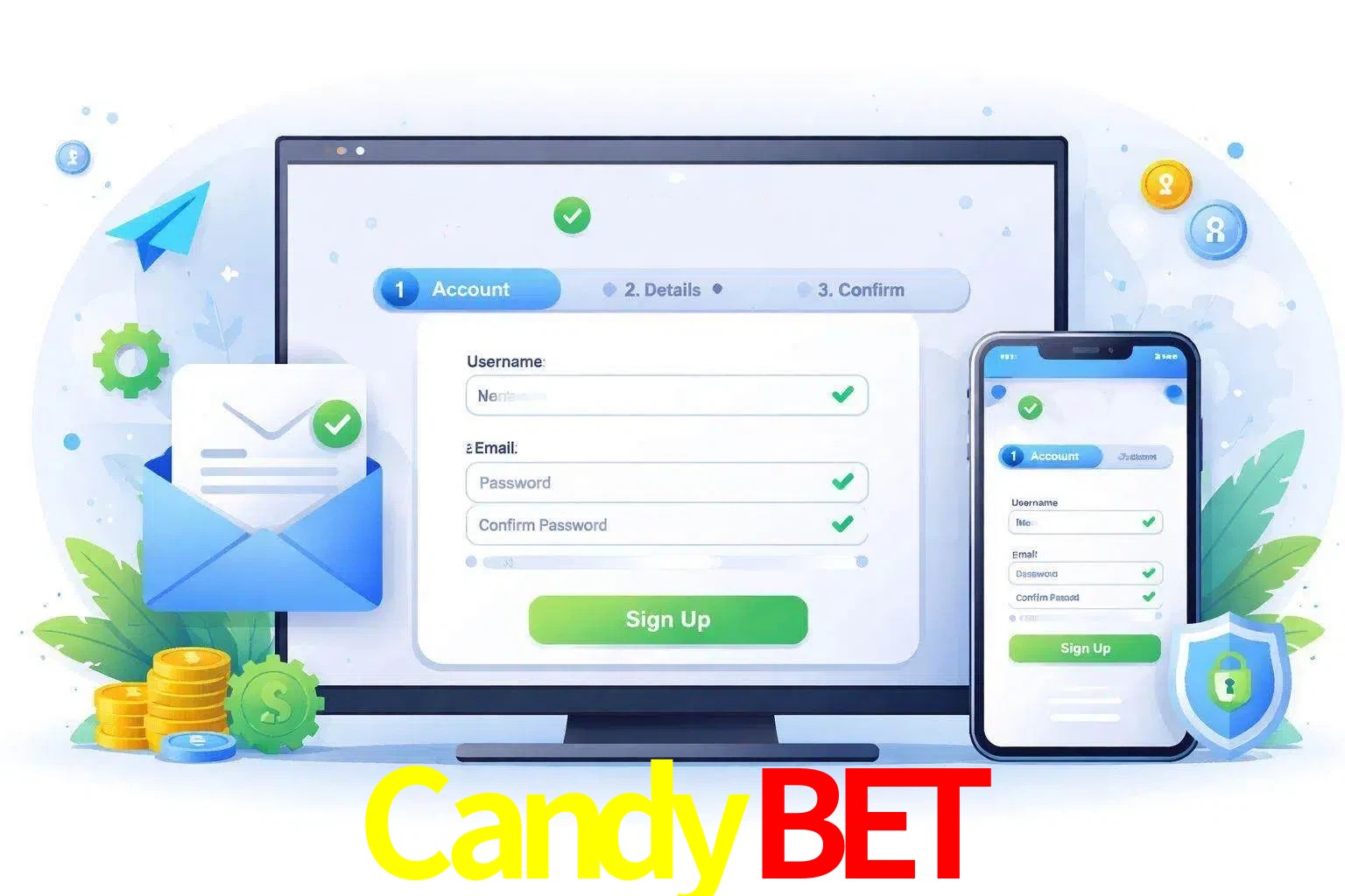 Registro de nuevo usuario y configuración de cuenta CandyBet