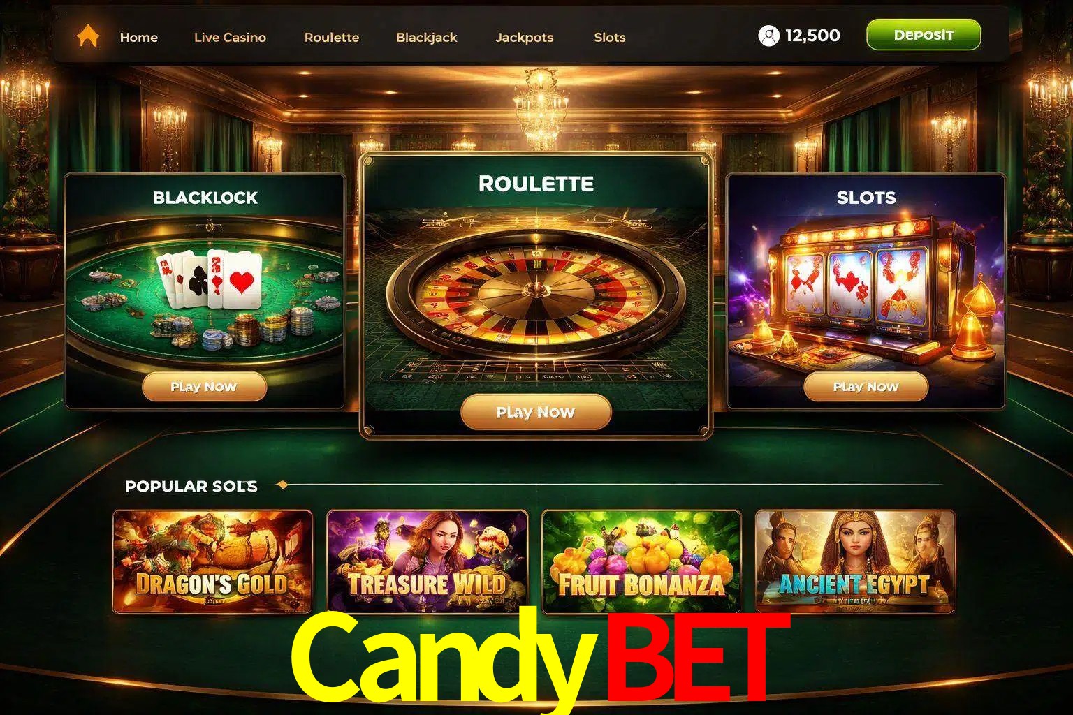 Vista de la plataforma CandyBet Casino mostrando categorías organizadas de juegos en línea